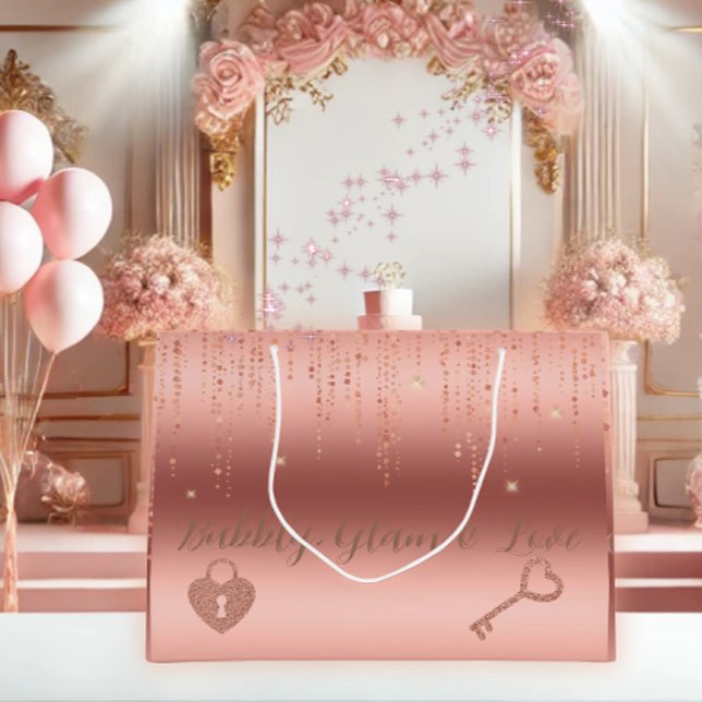 Bröllopsdusch med roséguld konfetti (Shimmering Rose Gold Confetti Cascade Large Gift Bag – Perfect for wedding showers and special gifts)