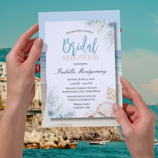 Bröllopsdusch med strandtema inbjudningar (Tropical Beach Theme Bridal Shower Invitations
)