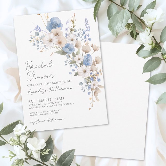 Bröllopsdusch med vilda blommor inbjudningar (Wildflower Floral Bridal Shower Invitation)