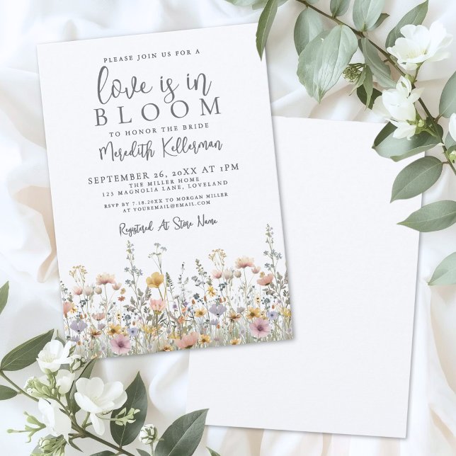 Bröllopsdusch med vilda blommor inbjudningar (Wildflower Floral Bridal Shower Invitation)