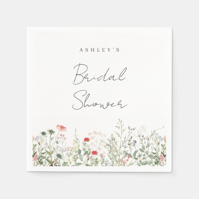 Bröllopsdusch med vilda blommor pappersservett (Framsidan)