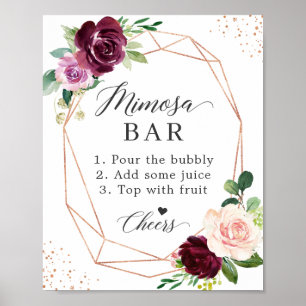 Bröllopsdusch Mimosa Bar skylt Blush Lila Blommig