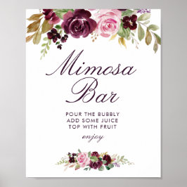 bröllopsdusch-mimosa-barskylt med lila blommor poster