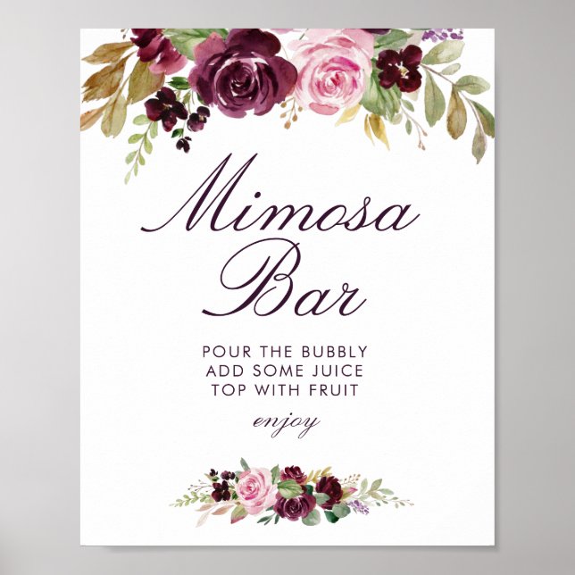 bröllopsdusch-mimosa-barskylt med lila blommor poster (Framsidan)