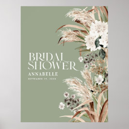 Bröllopsdusch pampas terrakotta modern sagegrön poster