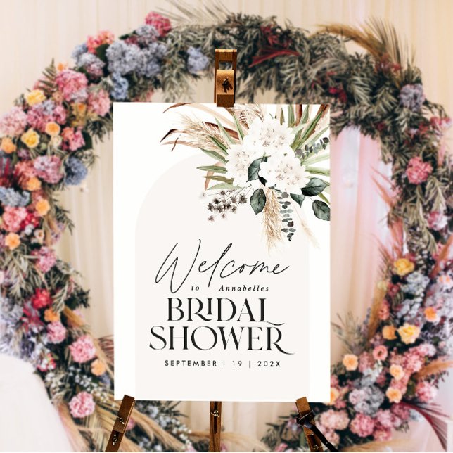 Bröllopsdusch pampasgräs modern boho elegant foa poster (Skapare uppladdad)