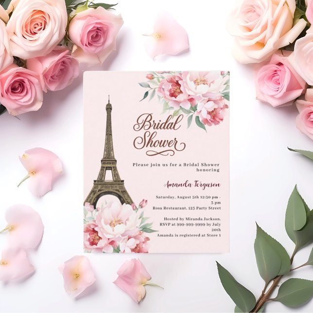 Bröllopsdusch Paris Eiffeltornet rosa inbjudan (Skapare uppladdad)