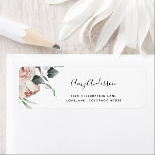 Bröllopsdusch Returadressetikett med Rosblommor Returadress Etikett