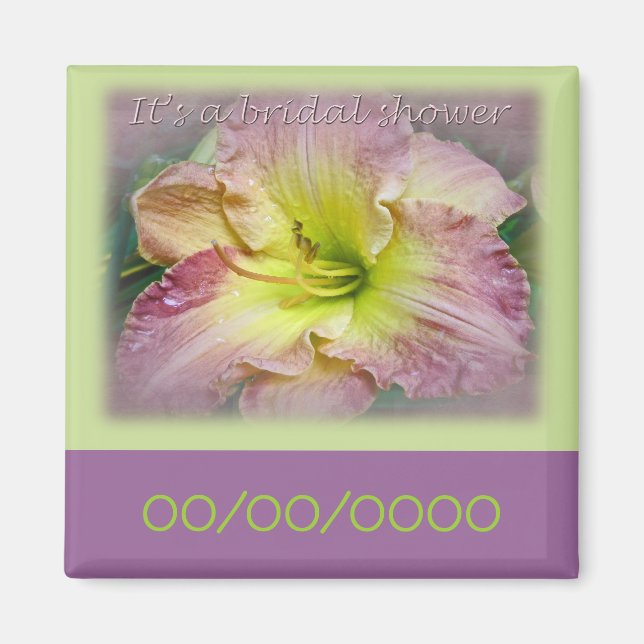 Bröllopsdusch Rosa Blomning av Daglilja Magnet (Framsidan)