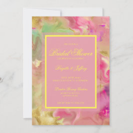 Bröllopsdusch rosa, guld och grön save the date spara datumet