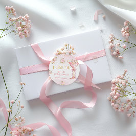 Bröllopsdusch Rosa Guld Tack Runt Klistermärke