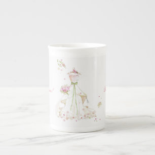 Bröllopsdusch Rosa Kräm Bröllopsklänning  Benporslin Mugg