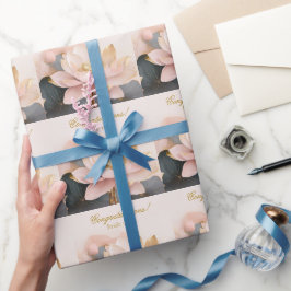 Bröllopsdusch Rosa Lotus Grattis! Presentpapper