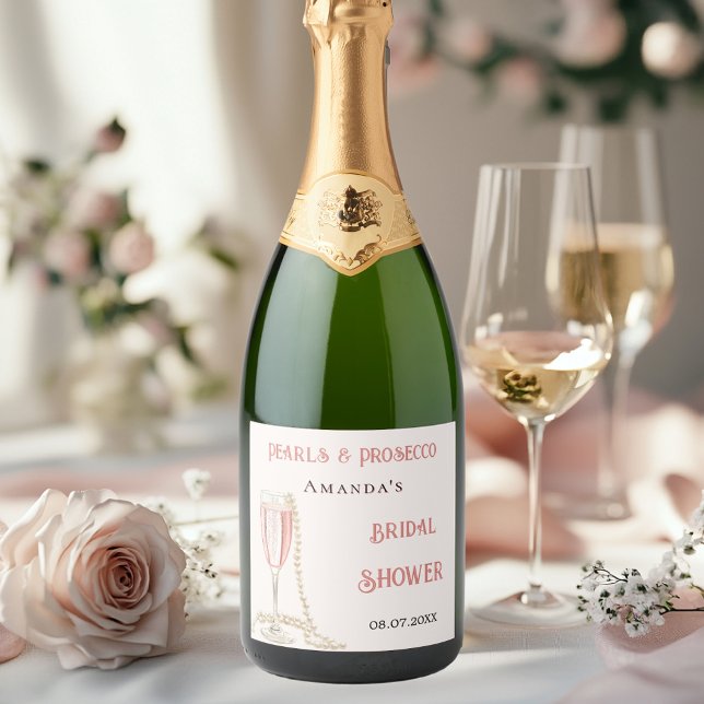 Bröllopsdusch rosa pärlor prosecco (Skapare uppladdad)