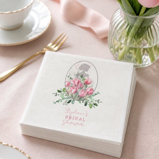 Bröllopsdusch Rosa Tulpanpapper Pappersservett (Skapare uppladdad)