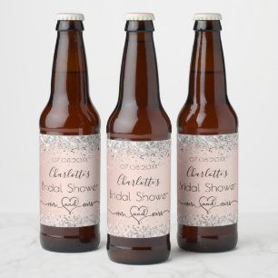Bröllopsdusch rose gold silver herr fru ölflaska etikett