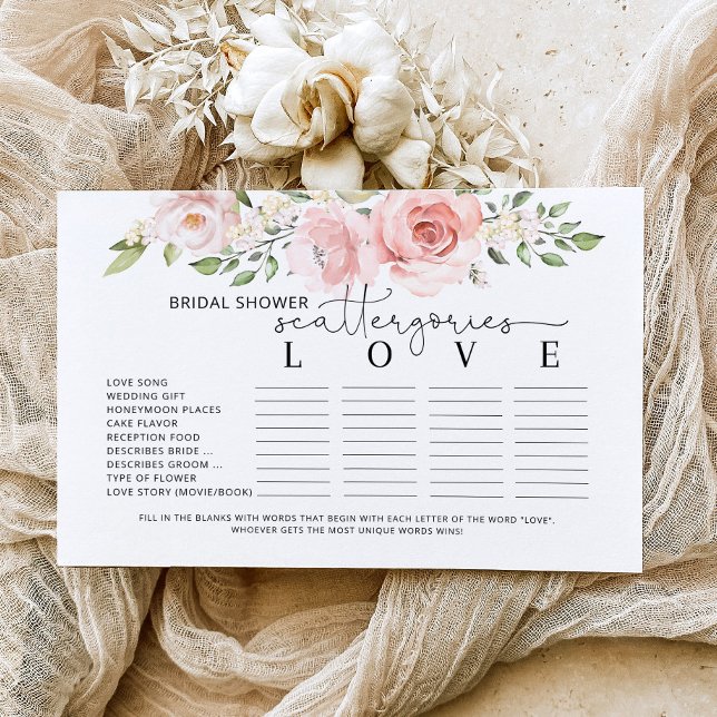 Bröllopsdusch scattergories spel med blommande ros (Skapare uppladdad)