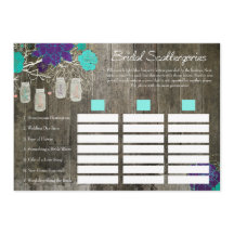 Bröllopsdusch Scattergories-spel | Rustik blomster