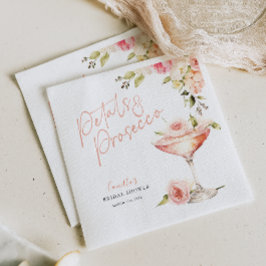 Bröllopsdusch servett med rosa kronblad & Prosecco