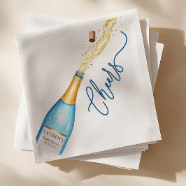 Bröllopsdusch-servetter Cheers Blå Champagne Pop Pappersservett