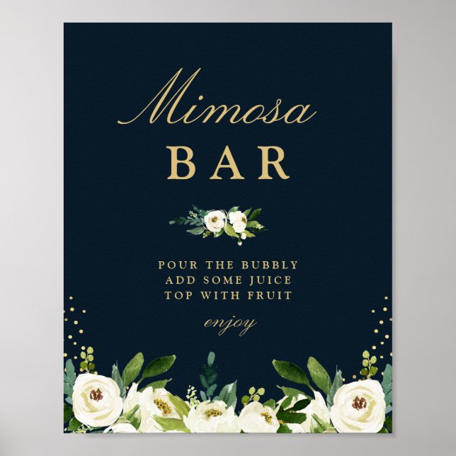 bröllopsdusch skylt för mimosa bar i elfenbensvit  (Framsidan)
