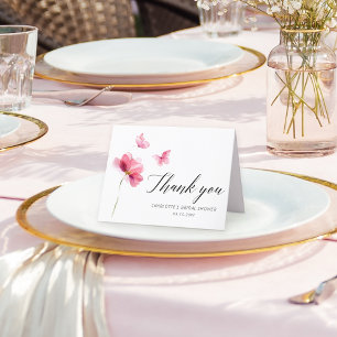 Bröllopsdusch tackkort i rosa blomster