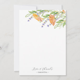 Bröllopsdusch Tacksamhetskort Botaniska Blommor Tack Kort