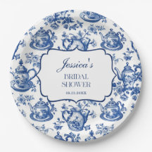 Bröllopsdusch Te-fest Blå Vit Chinoiserie