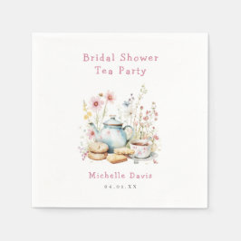 Bröllopsdusch Tea Party med blommor Pappersservett