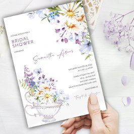 Bröllopsdusch Tea Party med Vilda Blommor Inbjudningar