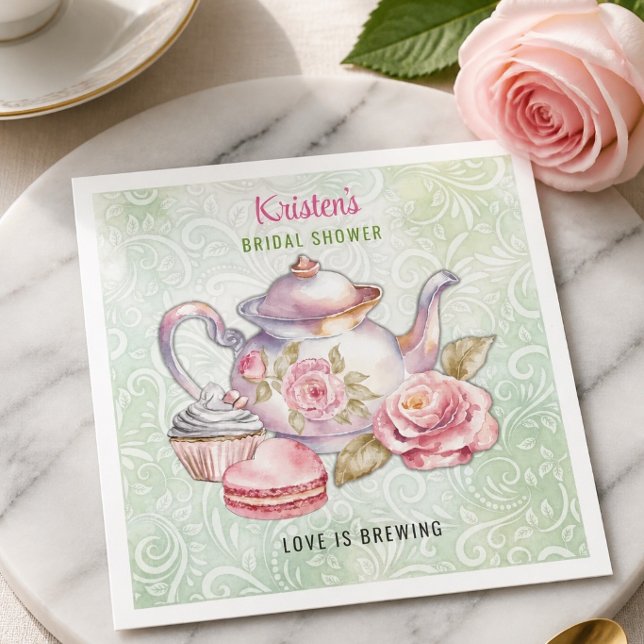 Bröllopsdusch Teaparty Pappersservetter (Skapare uppladdad)