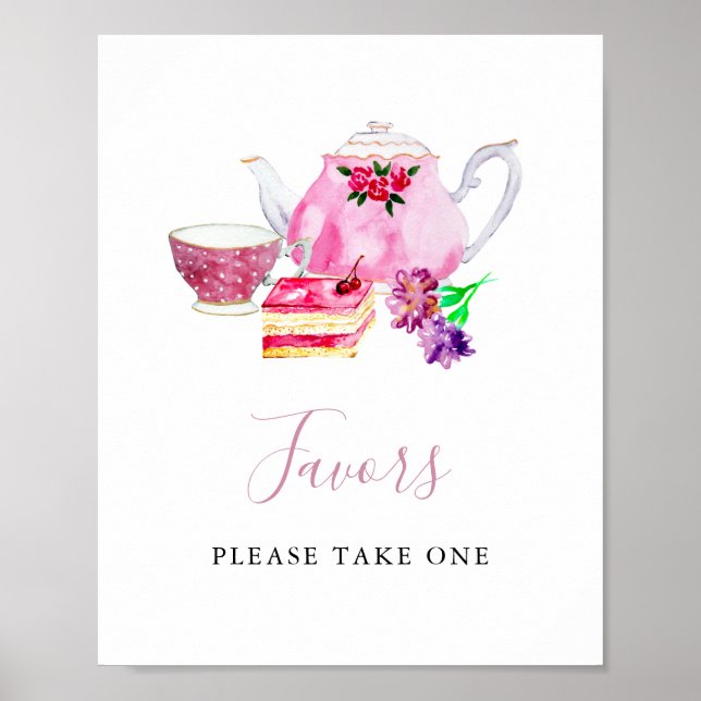 Bröllopsdusch Tekaffeparty Rosa Förpackningar Skyl Poster (Framsidan)