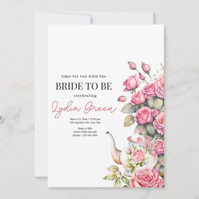 Bröllopsdusch teparty Bröllop teparty blomster Inbjudningar (Framsida)