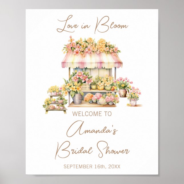 Bröllopsdusch välkommen blommig marknad kärlek i b poster (Framsidan)
