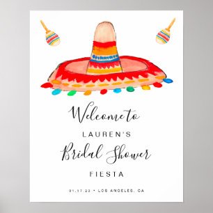 Bröllopsdusch välkomstskylt med sombrero för Fiest Poster