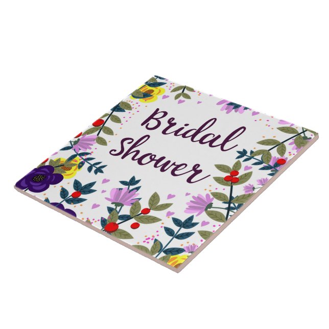 Bröllopsdusch Vintage Blommor Kakelplatta (Sidan)