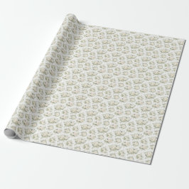 Bröllopsdusch Vita Blommor Elegant Presentpapper