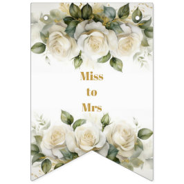 Bröllopsdusch Vita Rosor Fröken till Fru Vimplar