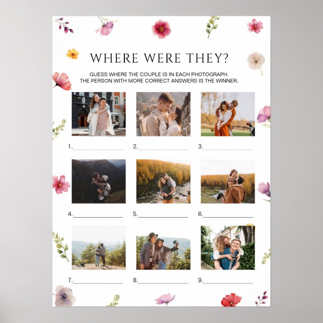 Bröllopsdusch Wildflower Where Were They Spelkort Poster (Framsidan)