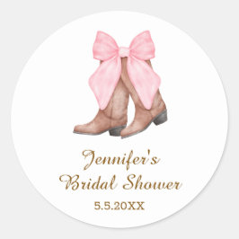 bröllopsduscha cowgirlstövlar med västlig båge  runt klistermärke