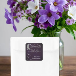 Bröllopsduscha 'Skrivet i stjärnorna' Fyrkantigt Klistermärke