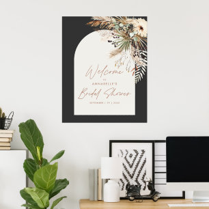 Bröllopsduschar budget pampas gräs modern elegant poster