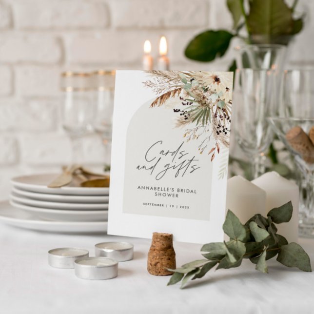 Bröllopsduschar på budget pampas kort och gåvor bo poster (Skapare uppladdad)