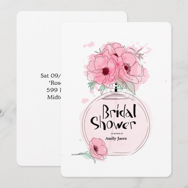 Bröllopsduschar Parfymflaska med blommor Inbjudningar (Fram/baksida)