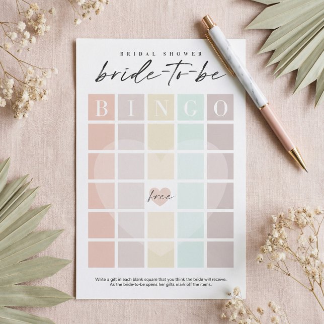 Bröllopsduschbingo Brud-att-Bli Partyspelskort (Bridal Shower Bingo Bride-to-Be Party Game Card)