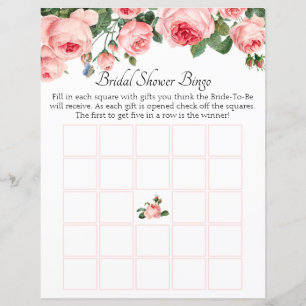 Bröllopsduschbingo Röslöd Pink Ros