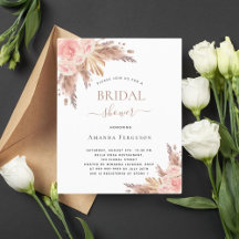 Bröllopsduschemed boho pampasgräs rose gold budget