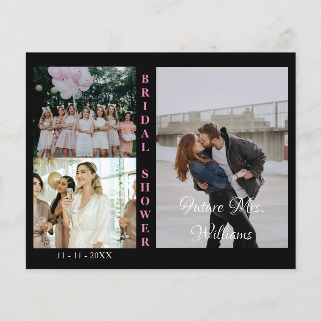 Bröllopsduschens inbjudningskort med eget foto - B (Framsida)