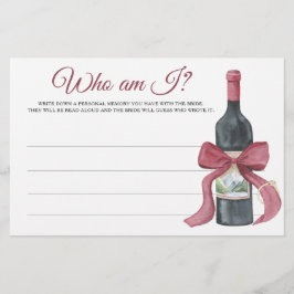 Bröllopsduschens Wine & Bow Who am I-spel Brevpapper