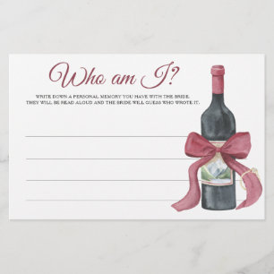Bröllopsduschens Wine & Bow Who am I-spel Brevpapper